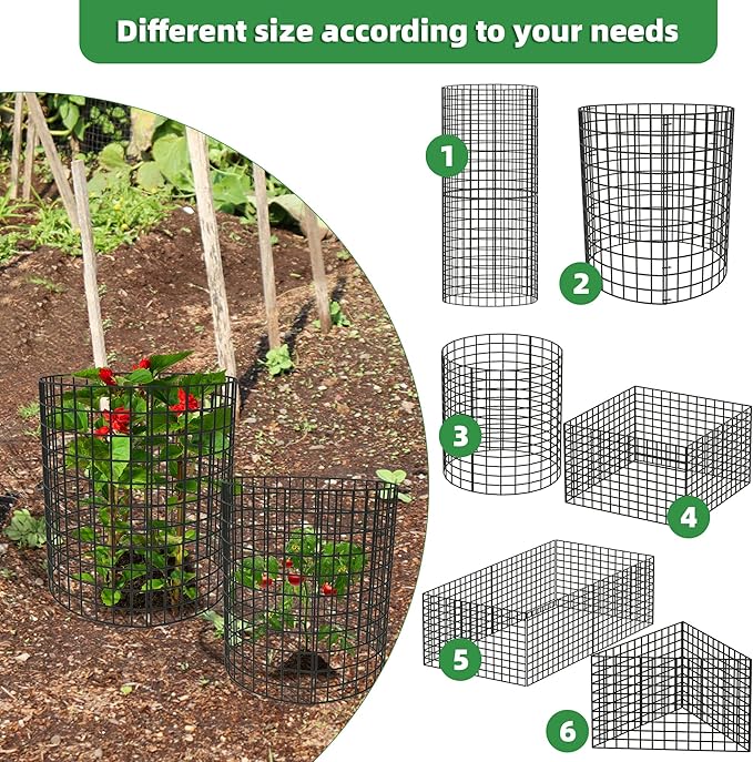 UNIFAMILY 12 Pcs Plant Protectors from Animals, 16x12IN Metal Plant Cage to Keep Animals Out, 4 Pack Garden Protector Cage from Deer, Garden Protection for Vegetables Chicken Wire Cage for Plants