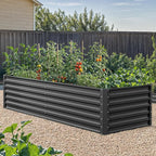 YITAHOME 6x3x2ft Raised Garden Bed Kit, Galvanized Raised Bed with Gloves & Support Rod, Outdoor Patio Planter Box for Plants Vegetables Flowers, Black