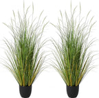 KOL 4ft 2-Pack Artificial Cattail Reed Grass, 47.2’’ Artificial Indoor Outdoor Fake Onion Grass Plant, Home Office Wedding Decorative Potted Plant, Faux Floor Greenery, Housewarming Gift, White