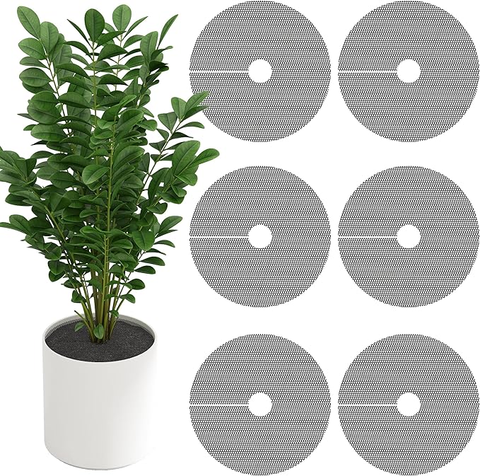 Adnee 6 Pcs 11.8 Inch Plant Pot Grids-Cuttable Plant Pot Soil Covers Protectors from Animals-Indoor Round Planter Pots Soil Guard for Outdoor Garden Plants Protection