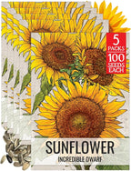 Seed Needs Dwarf Sunflower Seeds for Planting Incredible Sunflowers - Heirloom & Open Pollinated Flowers to Plant an Outdoor Wildflower Garden to Attract Beneficial Pollinators (5 Packs)