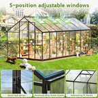 Wanan 8x16FT Greenhouses for Outdoors, Quick Assembly Green House with UV Protection, Heavy Duty Windproof Aluminum Frame, Adjustable Roof Vent for Backyard or Outdoor Garden Use