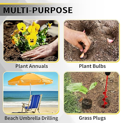 SYITCUN Auger Drill Bit for Planting - 1.6"X16.5" Heavy-Duty Garden Auger Spiral Drill Bit - Bulb Planter Tool - 3/8" Hex Drive Drill