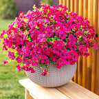 AXYLEX Artificial Flowers for Outdoors Fake Plants - 16 Bundles Faux Outside Greenery Boxwood No Fade Plastic Shrubs Fall Decor Farmhouse Home Garden Thanksgiving Mums (Red)