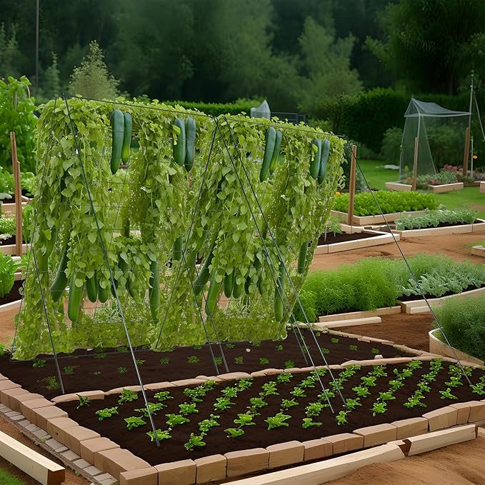 Cucumber Trellis for Garden - 2 Pack, 48" L x 24" W Garden Trellis for Climbing Plants Outdoor with Support Structures, A Frame Trellis for Climbing Vegetables Peas, Vine, Bean