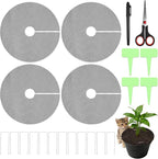 Catcan Plant Pot Soil Covers, 4Pcs 15.7 Inch Animal Barrier Protectors for Indoor Outdoor Potted Plants, Includes Scissors, Marker, Plant Labels & Ground Pegs