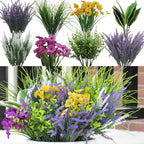 Green Moon 25 Bundles Fake Plants Outdoor with Artificial Lavender Flower UV Resistant Faux Greenery Plants for Home Planter Garden Patio Front Porch Yard Decor