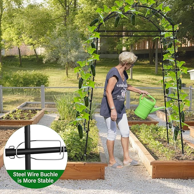 Garden Arch Trellis for Climbing Plants, Adjustable Tunnel Trellis 7.4FT Tall & 2.8 FT Depth, Metal Plant Support Garden Trellis Arch for Outdoor Climbing Vine,Vegetable, Fruit, Flower