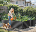 YITAHOME 6x3x2ft Raised Garden Bed Kit, Galvanized Raised Bed with Gloves & Support Rod, Outdoor Patio Planter Box for Plants Vegetables Flowers, Black