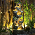 Sunlinua 58" H Outdoor Water Fountain with 7 Tiers New Upgraded Large Cascading Realistic Rock Waterfall Fountains with Lights Outdoor Water Fountain for Garden Patio Backyard Porch Home Decor