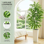 Artificial Dracaena Tree：7FT Faux Silk Tropical Yucca Floor Trees Realistic Fake Green Plant with Natural Wood Trunk & Lifelike Leaves for Home Office Decor Indoor & Outdoor (7FT,1-Pack,White)