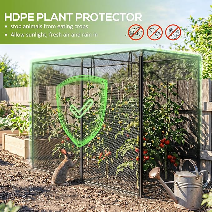Outsunny 6' x 3' x 5' Crop Cage, Plant Protection Tent with Zippered Doors for Vegetable Garden, Backyard, Black