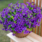 AXYLEX Artificial Flowers for Outdoors Fake Plants - 16 Bundles Fake Plants UV Resistant No Fade Faux Plastic Greenery Home Garden Porch Patio Decoration Office Indoor (Purple)