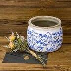 Dosayes Large Ceramic Pot for Planters, Ice Crack Glazed Flower Pot with Drainage Holes,5.91inch Vintage Planters for Indoor and Outdoor (Blue)