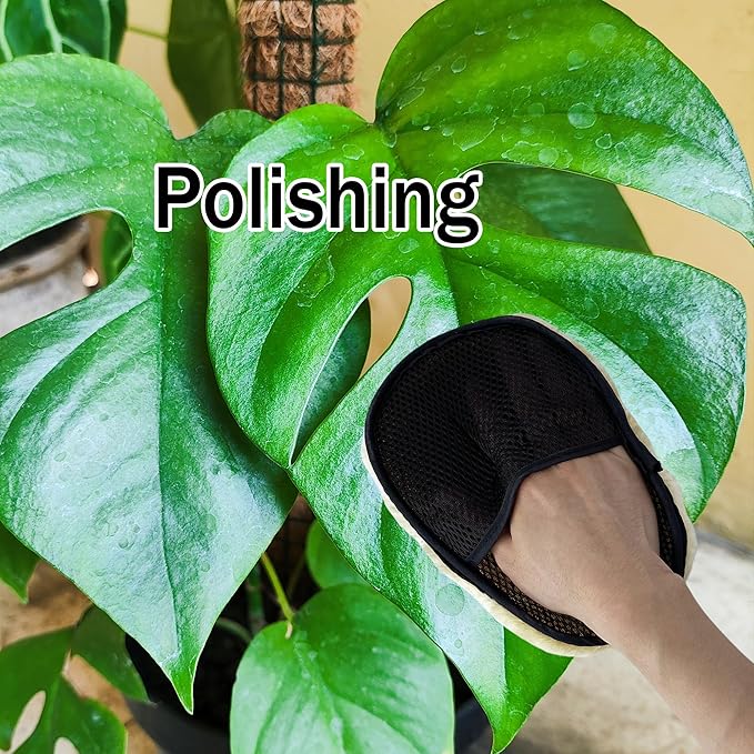 House Plant Leaf Cleaner - 3in1 Leaf Shine Set Microfiber Gloves for Indoor Plant Dusting