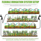 200FT 360° Adjustable Drip Irrigation Kit System for Garden Sprinklers for Yard Garden Watering System with 32 Nozzles Raised Bed Greenhouse Plant Watering Devices Misting System