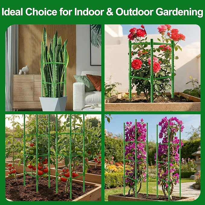 WAENLIR 6 Pack Tomato Cages for Garden, Up to 51 Inch Tomato Trellis for Raised Garden Bed, Plant Stakes for Pots, Durable Tomato Plant Support Garden Stakes for Climbing Plants