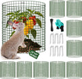 Uyittour 10 Pack Plant Protectors from Animals, 12" x 12" Round Metal Wire Garden Plant Cages to Keep Animals Out, Rabbit Proof Protection for Vegetables & Flowers with Stakes, Zip Ties & Gloves