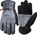 WZQH Leather Work Gloves for Men or Women. X-Large Glove for Gardening, Tig/Mig Welding, Construction, Chainsaw, Farm, Ranch, etc. Cowhide, Cotton Lined, Utility, Firm Grip, Durable. Grey-Black XL