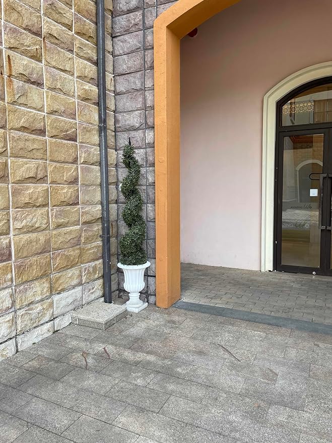 48'' Spiral Artificial Topiaries Trees Outdoor Front Door Decor Set of 2