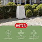 Keter Stone Tapered Planter Set of 2, Tall 26.4‑Inch Resin Outdoor Flower Pots with Stone‑Look Finish and 12.2‑Gallon Capacity, Cream