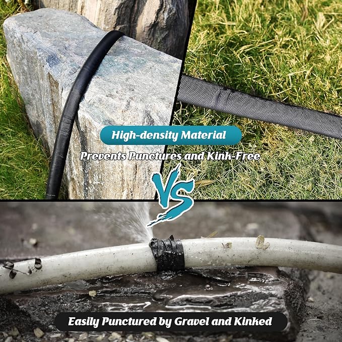 Garden Hose 100ft, 3/4" GHT Non-Expanding Water Hose Lightweight, Flexible Garden Hose with 10 Function Nozzle, Kink-Free, Sturdy, High-Pressure, Abrasion Resistant Hoses for Yard, Garden
