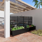 Casaphoria Metal Raised Garden Bed with Trellis and Wheels, 47"x47"x16" Planter Box for Climbing Plants, Vegetables & Vines, Features Drainage Holes and Privacy Screen (Black-Harold)