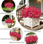 20 Bundles Fuchsia Artificial Flowers for Outdoors, UV Resistant Fake Flowers with Plastic Plants for Outside , Faux magenta Silk Flower for outdoor Planters ,Hot Pink Realistic Plant Decor-Rosy