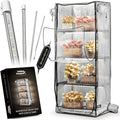 Mushroom Grow Tent with 6500K LED Light & Timer, 4-Tier Shelves Fit Up to 8 Monotubs, Mini Indoor Greenhouse with Grow Light, Waterproof Tray, 4 Vents, Martha Tent
