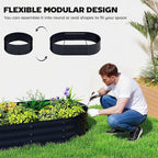 Outsunny Galvanised Raised Garden Bed with Arched Trellis, 5 x 3 x 6ft Metal Outdoor Planter Box with Open Bottom Design, Modular Raised Bed with Gloves for Vegetable Flower, Easy Assembly, Dark Gray