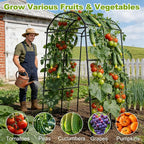 Miory Garden Arch Trellis for Climbing Plants Outdoor, Cucumber Trellis for Raised Bed, Steel with UV-Resistant PE Coated Plants Support Trellis (71 x 83 Inch)