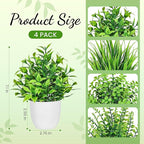Der Rose 4 Pack Fake Plants Small Artificial Plants in Pots Faux Plants Indoor for Home Kitchen Table Bathroom Decor Accessories