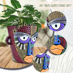 Midogaigai Abstract Face Planter Pots for Plants,Hand-Painted Colorful Flower Pots with Drainage, Indoor Outdoor Garden Decor Gift(Classic,Large)
