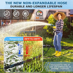Non-Expanding Garden Hose 50 ft, Kink Free Flexible Water Hose with 10-Pattern Spray Nozzle, Lightweight Hose Pipe, Leak Proof, 3/4" Swivel Connectors, Super Fabric, Portable Storage Strap