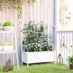 Outsunny Planter Box with Trellis, 35.4 x 15.7 x 47.2 inch Raised Garden Bed with Drainage Holes, Planters for Outdoor Plants, Vegetables, Flowers, Herbs, Trellis Planter, White
