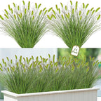 14PCS Artificial Dog Tail Grass Plant UV Resistant Outdoors Faux Plants Ornamental Wheat Grass Cattails Artificial Flowers Home Decor for Outdoor Garden (14, Dark Green with Dog Tail)