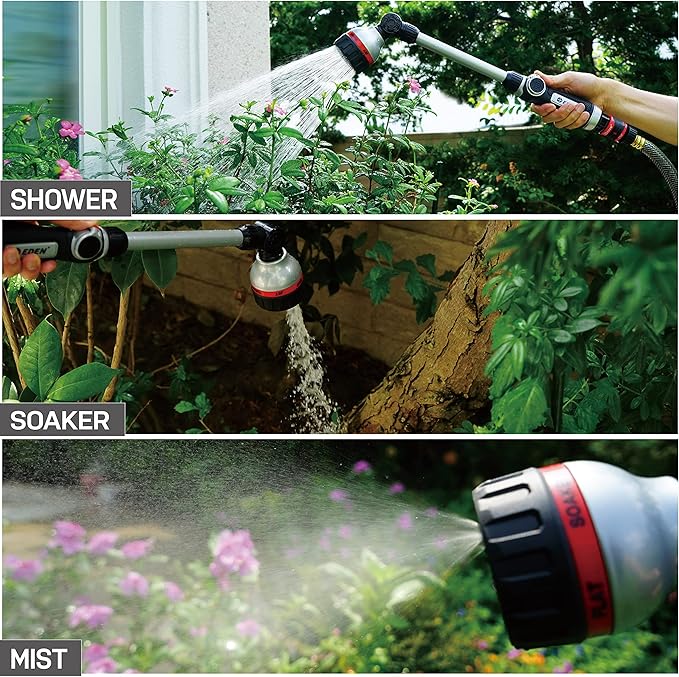Eden 98653 Pro Metal 6-Pattern 18” Watering Wand and Metal Garden Nozzle Value Bundle