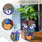 Midogaigai Abstract Face Planter Pots for Plants,Hand-Painted Colorful Flower Pots with Drainage, Indoor Outdoor Garden Decor Gift(Classic,Small)