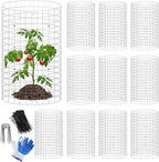 winemana 12 Set Garden Plant Protector Cage, 36 Pcs 16x12 IN Metal Wire Protectors for Plants Protection Cages with Stakes Nylon Ties Animals Barrier to Keep Rabbit Chicken Away from Flower Vegetables