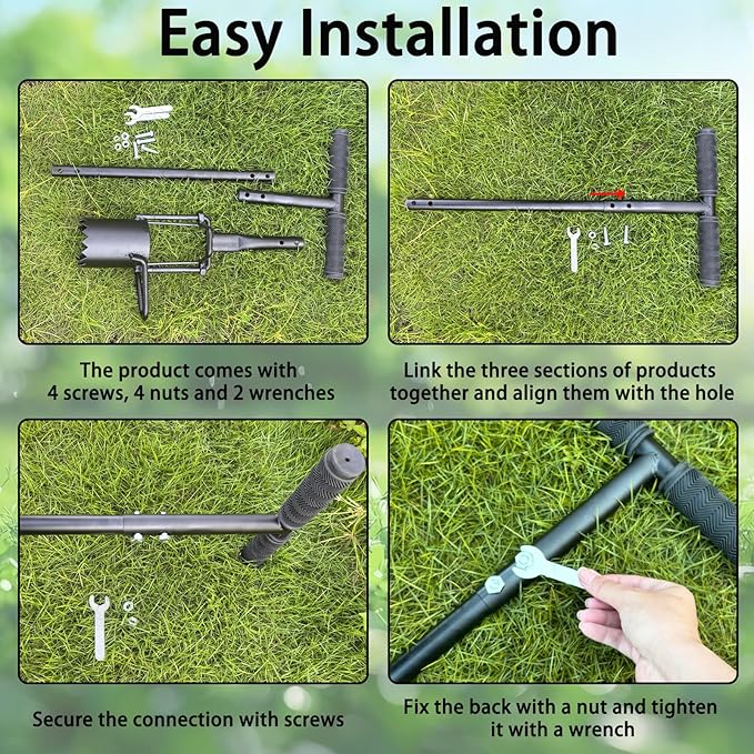 Bulb Planter Tool Long Handle,Soil Sampler Lawn Aerator with Soft Grip,Serrated Base Gardening Bulb Transplanter,Heavy Duty Sod Plugger for Digging Holes to Plant Daffodils,Tulips, Iris