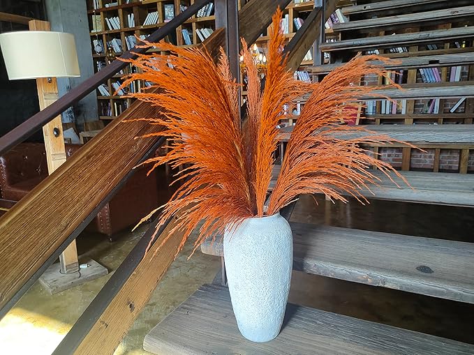 Pampas Grass Decor Tall,Burnt Orange Natural Pampas Grass, Dried Pompas Floral for Vase, Elegant Feather Flowers, Wedding Living Room Farmhouse Decorations(Natural Orange, 8pcs 31.5"(80cm))