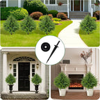 24.5 Inch (H) Artificial Cedar Topiary Ball Trees, Set of 4 UV Resistant Fake Shrub Bushes with Ground Spikes, Faux Outdoor Plants for Garden, Patio, Front Porch & Indoor Decor (4)
