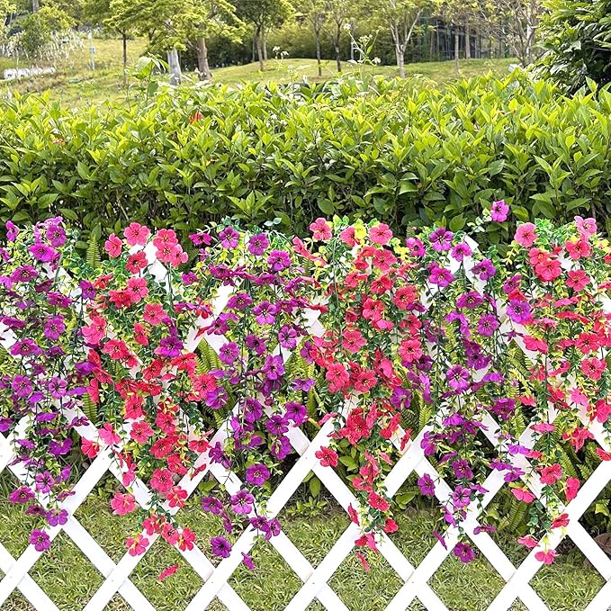 Artificial Flowers for Outdoors Spring Decor, 6 Bundles UV Resistant Realistic Faux Silk Hanging Flowers, Fake Plants for Planter Indoor Outside Garden Porch Patio Balcony Yard Farmhouse