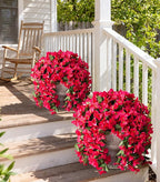 Faux Bougainvillea Artificial Flowers Plants for Outdoors Outside Decoration, 2 PCS Fake Flowers Silk Long Trailing Vines UV Resistant Realistic for Front Door Porch Planter Urn Patio Balcony Hot Pink