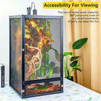 RunDuck 45 Gallon 360° Panoramic Foldable Reptile Terrarium Kit: Crested Gecko Tank and Reptile Cage for Superior Ventilation, Easy Feeding, Sturdiness, and Simple Assembly (Black, 32"x18"x18")
