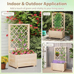 Giantex Raised Garden Bed with Trellis, Wooden Elevated Planter Box for Climbing Plants, Outdoor Garden Planter for Vegetables Flowers Herbs, Patio Balcony Planting Box, 23 x 14 x 40 Inch