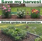 8 Pack Plant Protectors from Animals, 12"x16.5" Wire Garden Cloche for Squirrels Rabbits, Sturdy Metal Plant Cages with Zip Ties & Ground Stakes for Seedlings Flowers, 1" Mesh Gap