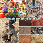 2 in 1 Hand Drill Auger Post Hole Digger – 44.5 inch Manual Garden Spiral Drill Planter for Bulb, Flower, Seedlings, Bedding Plants, Fence Post Auger for Trees, Mailbox, Deep Cultivating.