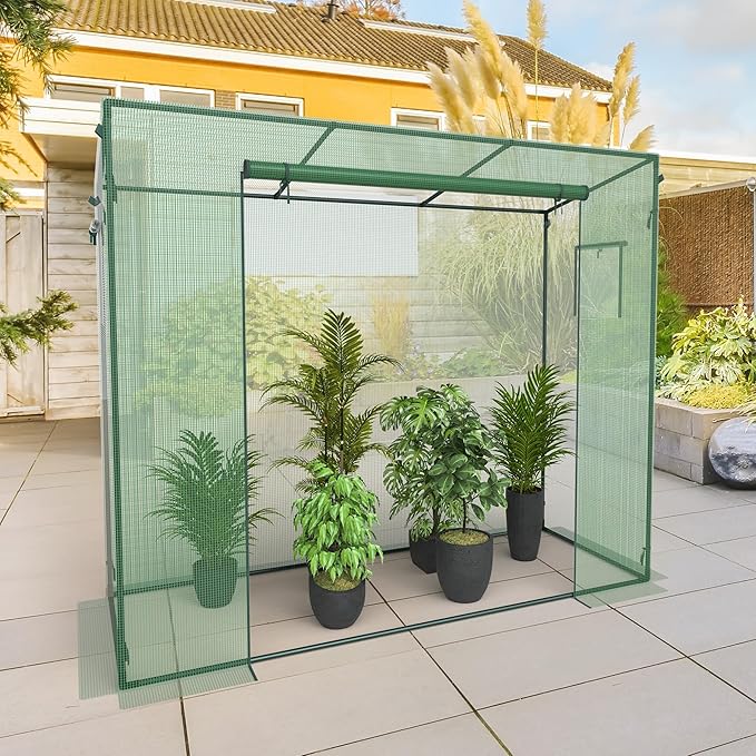 Small Greenhouse for Outdoors, Green House for Winter with Roller Shutter Zipper Door and Window, Thickened PE Cover, Portable Greenhouse for Indoor and Outdoor Plant Growth