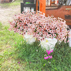 Uieke 72 Bundles Artificial Flowers for Outdoors UV Resistant Fake Silk Flowers No Fade Greenery Shrubs Plants for Outside Planter Home Garden Porch Window Box Spring Summer Décor (Pink)